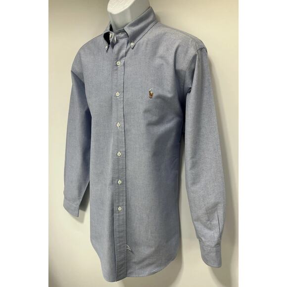 Ralph Lauren Oxford Mens Shirt 16 1/2-33 Button Down Blue LS Flesh Pony - Picture 3 of 7